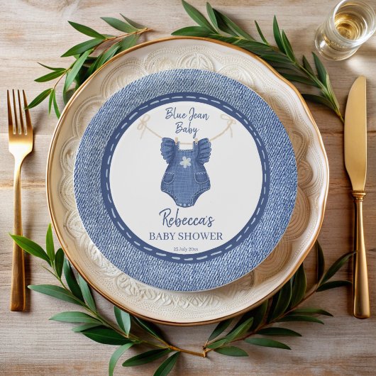 Blue jean baby meisjes baby shower gepersonaliseer papieren bordje