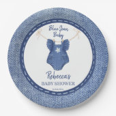 Blue jean baby meisjes baby shower gepersonaliseer papieren bordje (Voorkant)