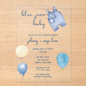 Blue Jean Baby | Modern Baby shower | Ballonnen Acryl Uitnodigingen (Voorkant)