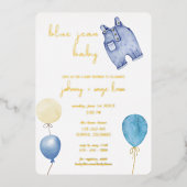 Blue Jean Baby | Modern Baby shower | Ballonnen Folie Uitnodiging (Voorkant)