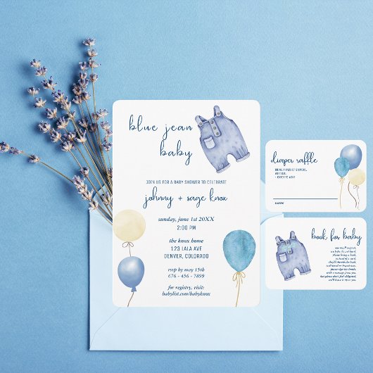 Blue Jean Baby | Modern Baby shower | Ballonnen Kaart