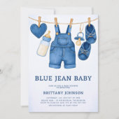 Blue Jean Baby Modern Denim Baby shower Kaart (Voorkant)