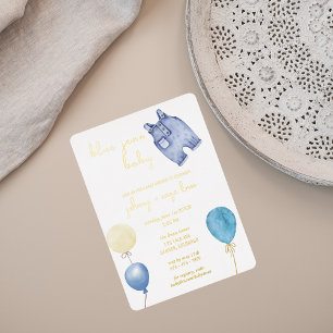 Blue Jean Baby Moderne babyborrel Ballonnen Folie Uitnodiging