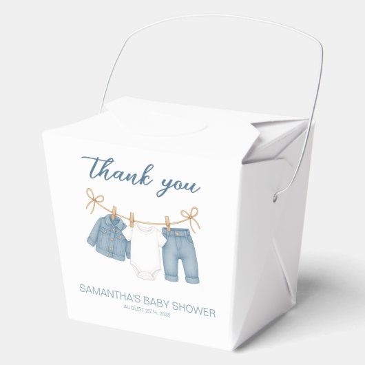 Blue Jean Baby op weg naar Baby shower Bedankdoosjes (Voorkant)