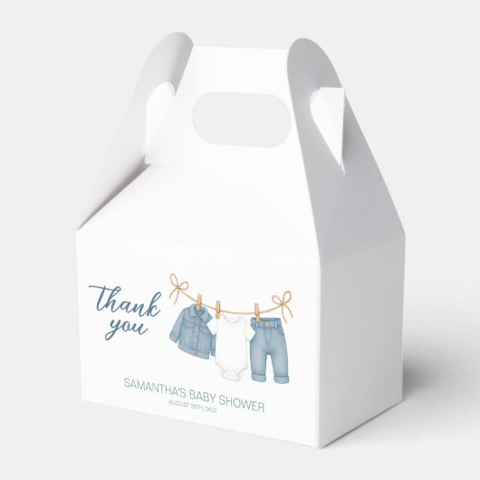 Blue Jean Baby op weg naar Baby shower Bedankdoosjes (Voorkant Zijde)