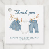 Blue Jean Baby op weg naar Baby shower Bedankjes Labels (Voorkant)