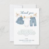 Blue Jean Baby op weg naar Baby shower Bedankkaart (Voorkant)