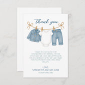 Blue Jean Baby op weg naar Baby shower Bedankkaart (Voorkant / Achterkant)