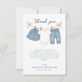 Blue Jean Baby op weg naar Baby shower Bedankkaart