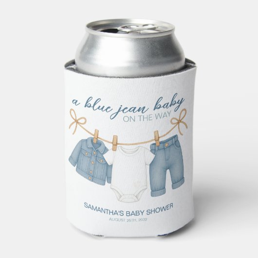Blue Jean Baby op weg naar Baby shower Blikjeskoeler (Blikje Voorkant)