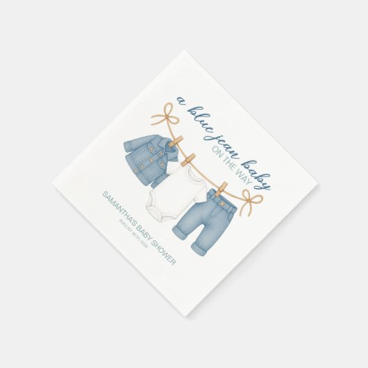 Blue Jean Baby op weg naar Baby shower Servet (Hoek)