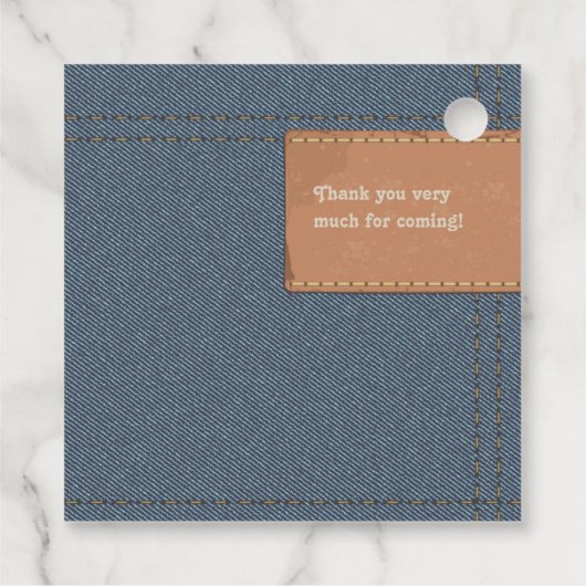 Blue Jean Baby Rustic Denim Baby shower Bedankjes Labels (Achterkant)