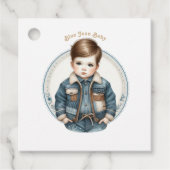 Blue Jean Baby Rustic Denim Baby shower Bedankjes Labels (Voorkant)