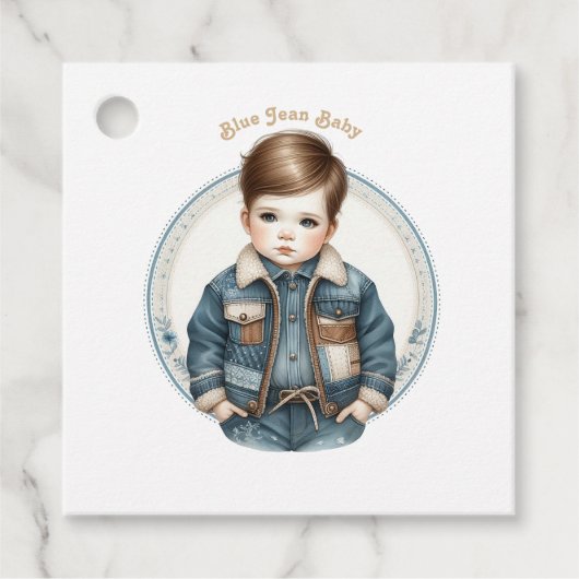 Blue Jean Baby Rustic Denim Baby shower Bedankjes Labels (Voorkant)