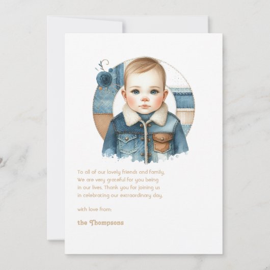 Blue Jean Baby Rustic Denim Bedankkaart (Achterkant)