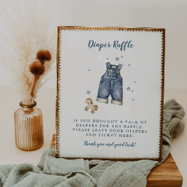 Blue Jean Baby shower 8x10 Luier Raffle Sign Poster