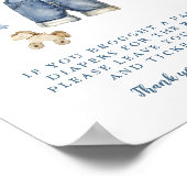 Blue Jean Baby shower 8x10 Luier Raffle Sign Poster (Hoek)