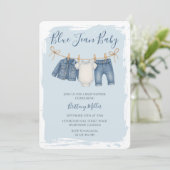 Blue Jean Baby shower Baby Outfit Kaart (Staand voorkant)