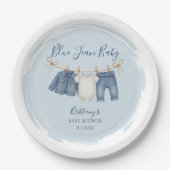 Blue Jean Baby shower Baby Outfit Papieren Bordje (Voorkant)