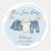 Blue Jean Baby shower Baby Outfit Ronde Sticker (Voorkant)