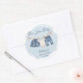 Blue Jean Baby shower Baby Outfit Ronde Sticker (Envelop)