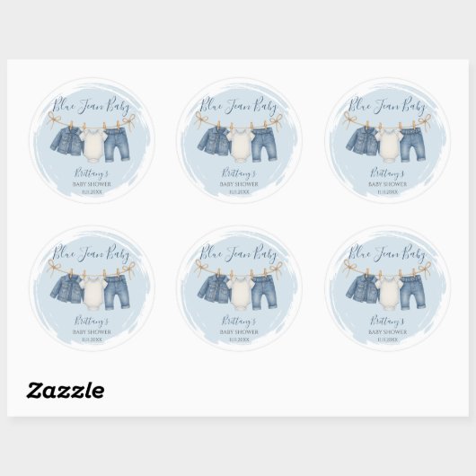 Blue Jean Baby shower Baby Outfit Ronde Sticker (Vel)
