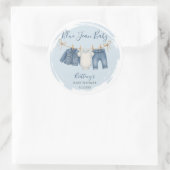 Blue Jean Baby shower Baby Outfit Ronde Sticker (Tas)