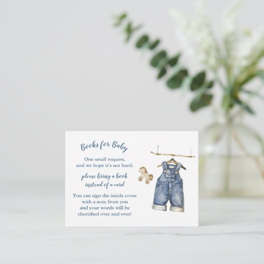 Blue Jean Baby Shower Books for Baby Card Informatiekaartje (Staand voorkant)