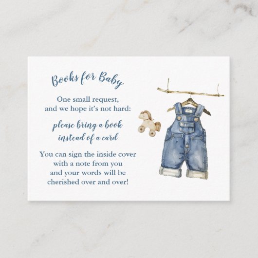 Blue Jean Baby Shower Books for Baby Card Informatiekaartje (Voorkant)