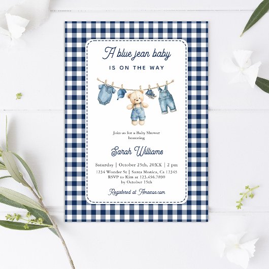 Blue Jean Baby shower Boy Kaart