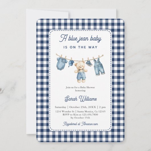 Blue Jean Baby shower Boy Kaart (Voorkant)
