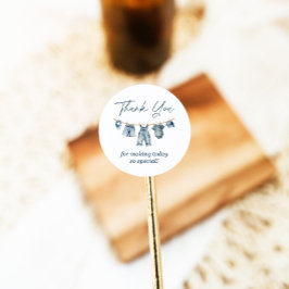 Blue Jean Baby shower Dank u Label, Ronde Sticker