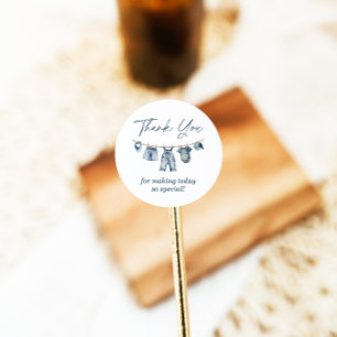 Blue Jean Baby shower Dank u Label, Ronde Sticker
