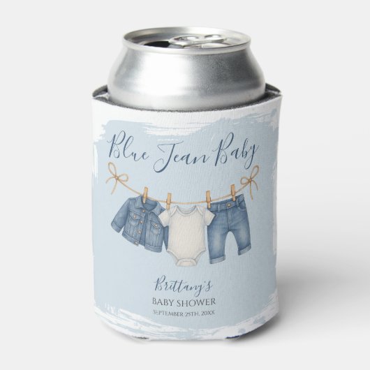 Blue Jean Baby shower Denim Baby Blikjeskoeler (Blikje Voorkant)