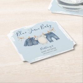 Blue Jean Baby shower Denim Baby Outfit Kartonnen Onderzetters