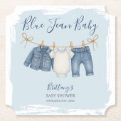 Blue Jean Baby shower Denim Baby Outfit Kartonnen Onderzetters (Voorkant)