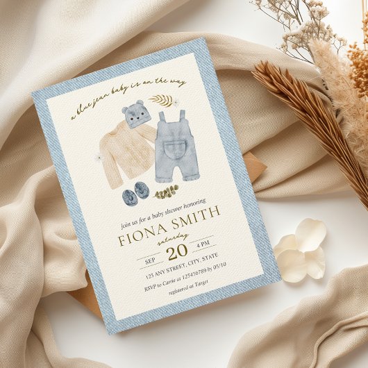 Blue Jean Baby shower Denim Boy Kleding Kaart