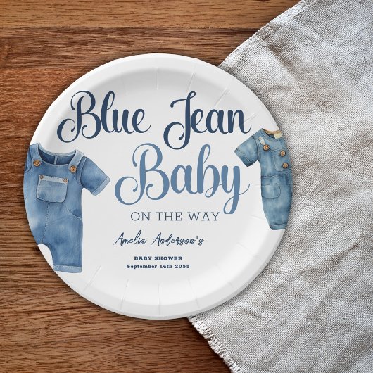 Blue Jean Baby shower Denim Boy Papieren Bordje
