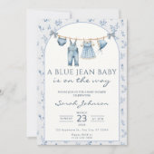 Blue Jean Baby Shower Invitation Cowboy Kaart (Voorkant)