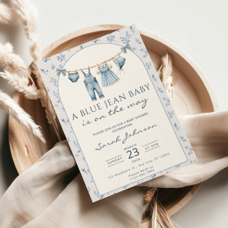 Blue Jean Baby Shower Invitation Cowboy Kaart