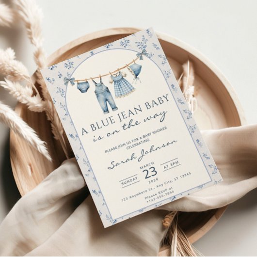 Blue Jean Baby Shower Invitation Cowboy Kaart