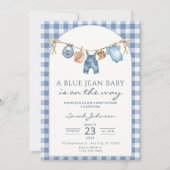 Blue Jean Baby Shower Invitation Cowboy Kaart (Voorkant)