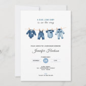 Blue Jean Baby Shower Invitation - Denim Theme Kaart (Voorkant)