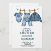Blue jean baby shower invitation kaart (Voorkant / Achterkant)