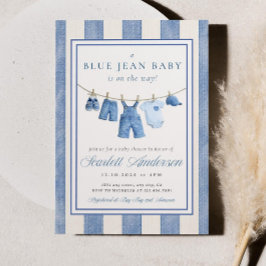 Blue Jean Baby Shower Invite, Denim Baby Shower Kaart
