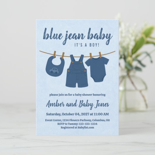 Blue Jean Baby shower Kaart (Staand voorkant)