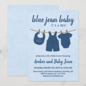 Blue Jean Baby shower Kaart (Voorkant / Achterkant)