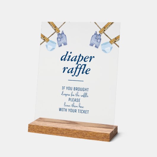 Blue Jean Baby shower | Luier Raffle Tafelblad Acryl Bord (Hoek)