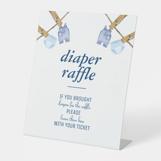 Blue Jean Baby shower | Luier Raffle Tafelblad Reclamebord Met Voetstuk (Voorkant)