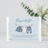 Blue Jean Baby shower Luierkrabbel Informatiekaartje (Staand voorkant)